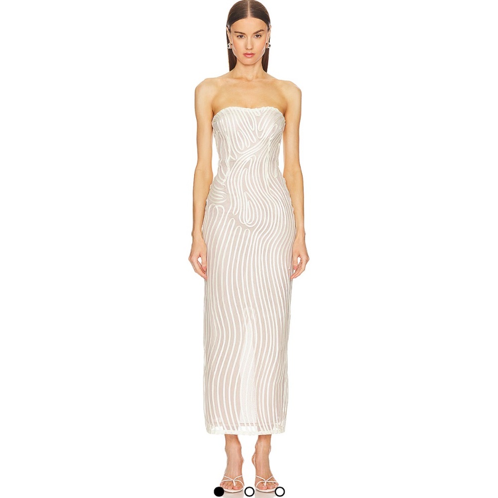 White Cream Strapless Midi Dress